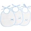 Filet - Set 3 Bavaglini Neonato a forma ovale |spugna bianca di alta qualità |Taschina in tela aida da ricamare | Dims 22x21,5 cm |Palette Bianco e Cielo