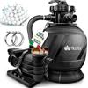 tillvex Pompa Filtro Piscina Portata 13.200L/h fino 40.000L + 1200g Filtro Balls | 7 funzioni | Adattatore 2in1 Ø32-38mm + indicatore pressione | Filtro sabbia piscine (AquaBlack Pro)
