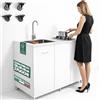 Shally Dogan Cucina Completa Monoblocco 120 x 60 x 85 cm, Piano Cottura a 2 Fuochi e Lavello con 3 Innesti in Acciaio Zincato 50 x 40 cm, Rubinetteria Completa con Fontana e Accessori Inclusa (Bianco)