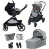 Maxi-Cosi Maxi Cosi Zelia Select+, Passeggino Trio Con Seggiolino Auto, 0-4 anni (0-22 kg), Passeggino Neonato Con Chiusura Compatta a Una Mano, Navicella Reversibile, Seggiolino Auto CabrioFix S i-Size, Grigio