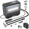 WORKPRO Compressore Aria Portatile 3-in-1 con LED e Powerbank, Compressore 12V con Display Digitale, Spegnimento Auto, Pompa Elettrica per Auto, Moto, Bici, Palloni - Ricarica USB/Accendisigari