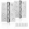 HOTUT Cerniere per porta in acciaio inox, 2 pezzi cerniere pieghevoli, 100mm × 75mm argento cerniere a nastro continuo, nastro cerniera con 16 pezzi viti, cerniere per porta per porte di capanni