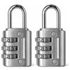 Generico Set 2 Lucchetti a Combinazione 3 Cifre - Mini Lucchetti di Sicurezza in Metallo per Armadietti, Valigie e Zaini - 1000 Combinazioni (Argento)