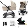 kk Kinderkraft NEWLY 4 in 1 Trio passeggino neonati, con Ovetto I-SIZE 40-75 cm, Base ISOFIX, Carrozzina, TRAVEL SYSTEM, filtro UPF50+, Con Accessori, Pieghevole, Schienale regolabile, Beige