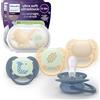 AVENT Philips Avent Ciucci Ultra Soft Day & Night - Design ortodontico, da 6 a 18 mesi, si illuminano al buio, tettarella in silicone, no BPA, custodie per sterilizzazione, pack da 4 pezzi, SCF094/10