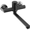 Kelleria Rubinetto da Parete per Cucina, Miscelatore Monocomando Girevole a 360°, Rubinetto per Lavello in Acciaio Inox, Miscelatore per Rubinetti da Cucina, Acqua Calda e Fredda, Nero