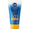 NIVEA SUN Protect & Hydrate Invisible Finish SPF 50+ 150 ml, Crema solare 50+ ad assorbimento rapido e dal finish invisibile, Protezione solare 50+ resistente all'acqua con Acido Ialuronico idratante