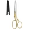 LIVINGO Forbici professionali per tessuti: Forbici multifunzionali in acciaio inossidabile pesante, lama curva per pelle, tessuto e cucito, 20 cm, oro - Per uso domestico