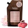 Jean & Len Hand & Body Wash Peony & Lychee, deterge e cura la pelle durante il lavaggio, profumo floreale e delicato, sapone liquido in confezione ricarica, senza parabeni e siliconi, vegano, 1,5 L
