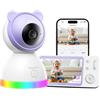 YESIMOM 2K Baby Monitor Video e Audio, Telecamera Bambini Supporto Controllo Tramite Cellulare APP & 5" Monitor, Videocamera Neonato con Luce Notturna, 360° PTZ, Allarmi Pianto e Movimento（8TM-1PZ