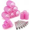 Carehabi Bigodini Grandi Set 28 Pezzi Autoadesivi Non Riscaldati con 10 Fermagli per Capelli Di Diverse Lunghezze Rosa