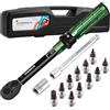 Uharbour Set di Chiavi Dinamometriche per Bicicletta, 3-25 Nm, Chiave Dinamometrica 1/4", con Punte e Asta di Prolunga, Precisione ±3%