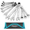DURATECH Set di chiavi a cricchetto con testa flessibile, 12 pezzi, con cricchetto a 72 denti, acciaio al cromo vanadio, metriche, 8-19 mm