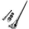 S&R Chiave a Bussola 1/2 a snodo Ø 16 mm per Ruote Auto. Set con Bussole 17-19-21 mm e prolunga. Sbarra da 60 cm Infrangibile Satinata Professionale