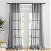 PONY DANCE Tende Effetto Lino Soggiorno Moderne per Interni con Anelli Tende Grigio Scuro Camera da Letto Semitrasparenti Curtains per Finestre 2 Pezzi L 140 x A 260 CM