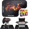 Roaxkois 150 x 100 cm Stuoie per barbecue da esterno, stuoie per caminetti da interno, stuoie per pozzi di fuoco, impermeabili, resistenti all'olio, protezione per barbecue su patii e terrazze