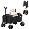 WOLTU Carrello pieghevole da giardino, per festival, campeggio, picnic, spiaggia, shopping, con 4 ruote doppie universali, chiudibile, tessuto Oxford+metallo, nero