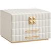 SONGMICS HOME ANAH Collezione - Scatola Portagioie 3 Ripiani con Specchio, Porta Gioielli, 2 Cassetti, PU con Cucitura, Effetto Fluttuante, 21,5 x 24 x 15,8 cm, Idea Regalo, Bianco Nuvola JBC183W01