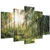 B&D XXL - Quadro Foresta Verde 150x75 cm 5 Pezzi - Stampa su Tela Strutturata - Quadri Componibili Moderni Grandi Soggiorno - Pannelli Decorativi per Pareti Decorazioni da Parete c-C-0033-b-n