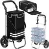 tectake® Carrello Spesa Shopper 3 in 1, Trolley Pieghevole con Borsa Termica per Surgelati, Carrello con Ruote Portatutto, Carrellino Spesa Con Ruote Scorrevoli, Capacità max 30 kg / 56L - Nero