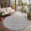Paco Home Tappeto Per Esterno Da Balcone Terrazza Tappeto Cucina Moderno Boho Etnico, Dimensione:80 cm tondo, Colore:Grigio 2