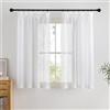 PONY DANCE Tende Corte per Cucina Filtraggio Luce Morbida Tende Bianche Trasparenti con Effetto Lino Voile Curtains per Salotto con Fettuccia 2 Pezzi L 140 x A 137 cm