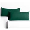 DecoKing Set di 2 federe 40 x 80 * 2 cm, jersey 100% cotone pettinato, chiusura a cerniera Verde bottiglia Amber