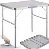 tectake® Tavolo da Campeggio Pieghevole in Alluminio, 75 x 55 x 68 cm, con Maniglia, Tavolo da Giardino Regolabile Salvaspazio, Tavolino Portatile, Resistente alle Intemperie - Grigio