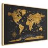 murando - Quadro con Cornice Naturale Continenti 120x80 cm 1 Pezzo - Stampa su Tela - Quadri con Cornici Moderni Soggiorno XXL Grandi - Decorazioni da Parete - Telaio in Legno - Terra k-A-0490-b-a