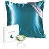 townssilk Federa seta cuscino,100% naturale seta di gelso 19momme,doppia faccia,benefica per capelli e pelle,ipoallergenica,cerniera nascosta,1 pz,40x40cm,peacockblue