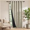 PONY DANCE Doppio Strato 100% Tenda Oscurante Camera da Letto con Anelli Tenda Termica Isolante Pannelli Divisori Pesanti 1 Pezzo L 200 x A 210 cm, Beige Chiaro