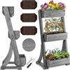 tectake® giardino verticale, fioriera da esterno in legno, orto verticale, giardino verticale, per erbe aromatiche, fiori, verdure, fioriera da balcone, porta piante60 x 49 x 140 cm - Grigio