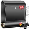 KESSER® Cassetta della Posta XXL in acciaio inox spazzolato con Scomparto per Giornali, 3x Chiudibile a chiave, Verniciata a polvere, Montaggio a parete, Ampia fessura frontale, Nero