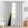 PONY DANCE 100% Tende Oscuranti con Anelli 2 Pezzi L 140 x A 220 cm Tende Termiche Isolanti per Interni Blackout Curtains per Salotto Eleganti, Bianco Grigiastro