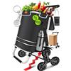 KESSER® Carrello spesa - Montascale con scomparto refrigerante, con Capacità di 56L, Caricabile fino a 50kg, Trolley e borsa a Tracolla 3in1, incl. Chip per la spesa, Pieghevole, Nero