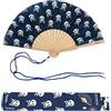 Fisura - Ventaglio originale con motivo limoni, pieghevole in legno colorato, ventilatore manuale mini blu con laccetto incluso, accessorio estivo per spiaggia o viaggio, idea regalo 34,5 x 23 cm