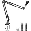 NEEWER Supporto per microfono a forbice con vite da 3/8" a 5/8" e fascette per cavi, compatibile con Blue Yeti Snowball Yeti X Quadcast ecc. Carico massimo 1,5 kg (nero)