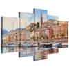 murando - Quadro Barche Nel Porto Paesaggi dell'italia 225x112 cm 5 Pezzi - Stampa su Tela Strutturata XXL Grande - Quadri Moderni Componibili Camera da Letto - Stampe da Parete Arte d-H-10007-b-c