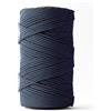LEDENT Corda per macramè (3mm, 120M, blu marino) - Corda doppia ritorta in cotone riciclato al 100% per progetti di artigianato creativo.