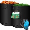 KESSER® Set di sacchi per foglie Sacco per rifiuti da giardino incl. Guanti, Robusto e pieghevole, Sacchi per foglie e l'erba tagliata Sacchi per rifiuti da giardino, 2x 500 Litri, Nero