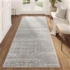 TAPISO Valley Tappeto per Corridoio Vintage Pelo Corto con Motivo Ornamenti Grigio - Elegante Runner per Soggiorno, Camera da Letto, Sala da Pranzo - Design Moderno, Facile da Pulire - 80 x 300 cm