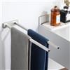 Sayayo Portasciugamani Bagno Porta Asciugamani Bidet, 40CM Porta Asciugamano per Cucina e Bagno Porta Salviette da Parete in Acciaio Inox, 2 Braccio, Grigio Argento