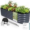 HOFGARTEN 200x60x42 cm Orto Rialzato da Esterno - Letto da Giardino 6-in-1 - Cassone per Aiuola in Acciaio Zincato con Fondo Aperto - Inossidabile & Durevole - Kit Fioriera per Terrazzo (Antracite)