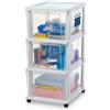 Iris Ohyama, Cassettiera in Plastica con Ruote, 3 cassetti grandi, bianco, facile da aprire, per bagno, camera da letto, cassettone, organizzatore, senza BPA, KMC-303