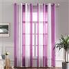 MIULEE Tende a Righe per Interni, Tende Trasparenti in Voile Tende Camera da Letto, Tenda Salotto Moderne con Anelli, Tenda a Pannello da Interno Finestra a Righe Bianche e Viola Rosso, 2x 140x225 CM
