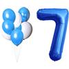 LAC EVERYTHING EVERYWHERE LAC Palloncino Numero 7 Blu - Kit Palloncini Compleanno 7 Anni, 5 Pz Palloncini Blu e 3 Pz Bianchi - Addobbi Compleanno, Battesimo Bambino