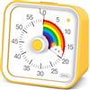 InfPokid Timer visivo con funzione di pausa per bambini e adulti, 60 Minuti Conto alla Rovescia Silenzioso di Gestione, produttività per studio, lezioni, cucina, gestione del tempo per ADHD (Giallo Arcobaleno)