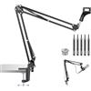 NEEWER Supporto Braccio per Microfono, Boom Mic Arm a Forbice Sospeso da Tavolo con Clip e Adattatore 3/8" a 5/8" Compatibile con Blue Yeti Snowball HyperX QuadCast SoloCast Shure, Max 1,5kg, MS006