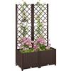 Outsunny Letto per Orto Rialzato da Esterno con Grigliato e 6 Fori di Drenaggio, Fioriera da Esterno per Piante Rampicanti in PP, per Fiori e Verdure, per Giardino e Balcone, 80x40x135 cm, Marrone