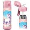 Jarlson® Borraccia Termica Bambini 500ml CHARLI [CON CANNUCCIA] - Bottiglia Acciaio Inox - Termos per Bambini e Bambine - Mantiene Freddo - Senza BPA - Ideale per Scuola, Sport e Viaggi(UNICORNO)